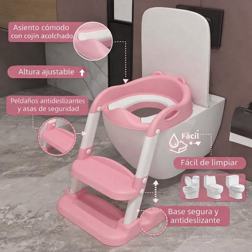 ASIENTO ESCALERA INODORO PARA NIÑAS ROSA