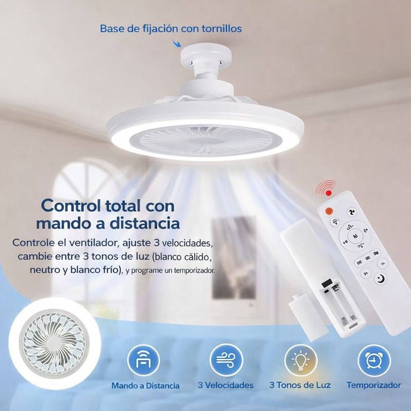 Ventilador de Techo Con Luz + Mando