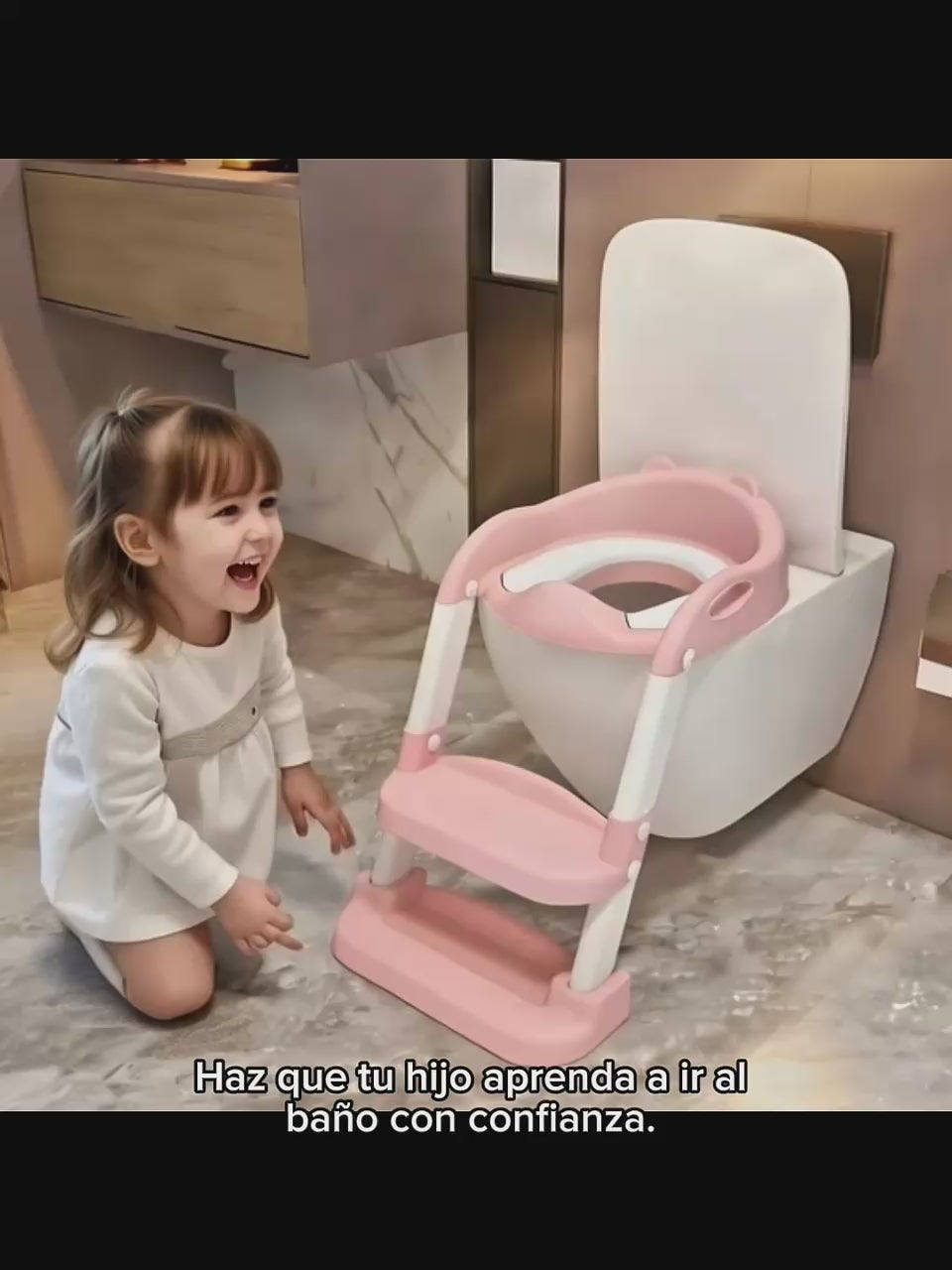 ASIENTO ESCALERA INODORO PARA NIÑAS ROSA