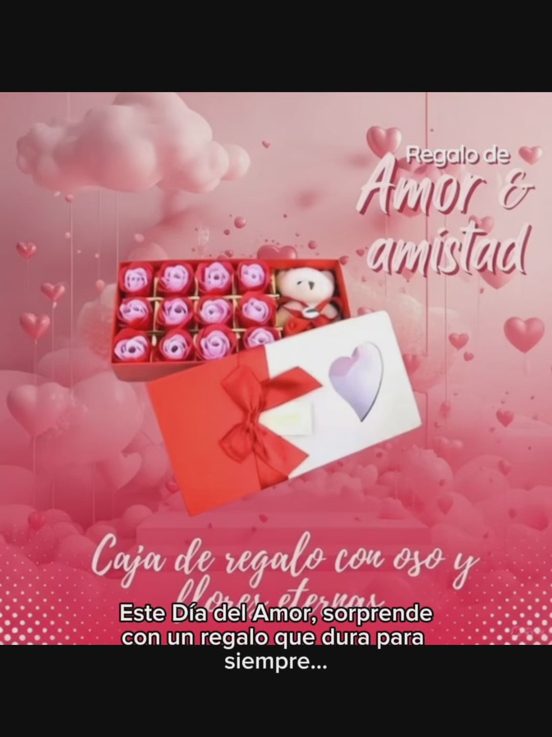 Caja De Regalo Con Oso Y Rosas Eternas